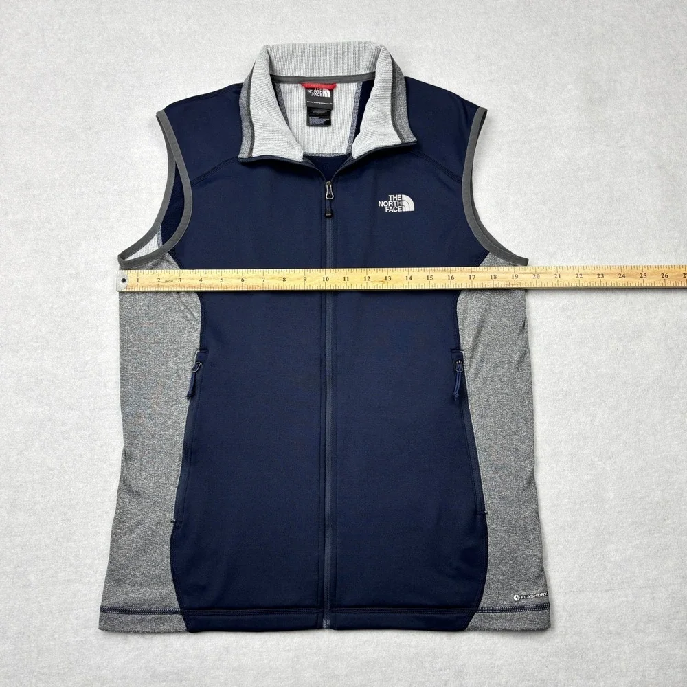 The North Face Vest‎ Mens Small Navy Blue Gray Full Zip Grid Fleece Tech Gilet S